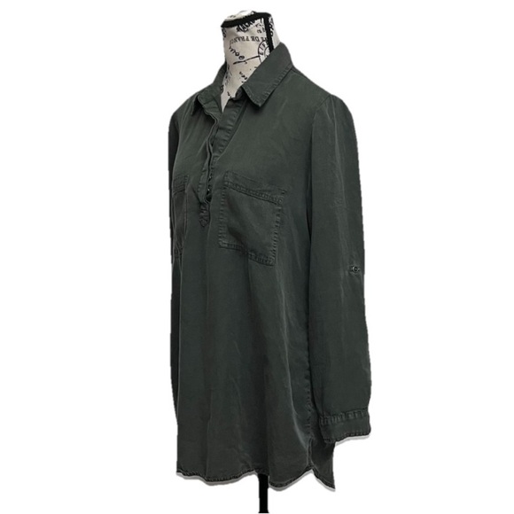 AMI Green Lyocell Utility Mini Dress S – Army Gorpcore Western Cowgirl Forest - Picture 3 of 9